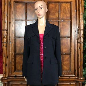 Anne Klein Navy Isles of Wight Four Pocket Fingertip Jacket